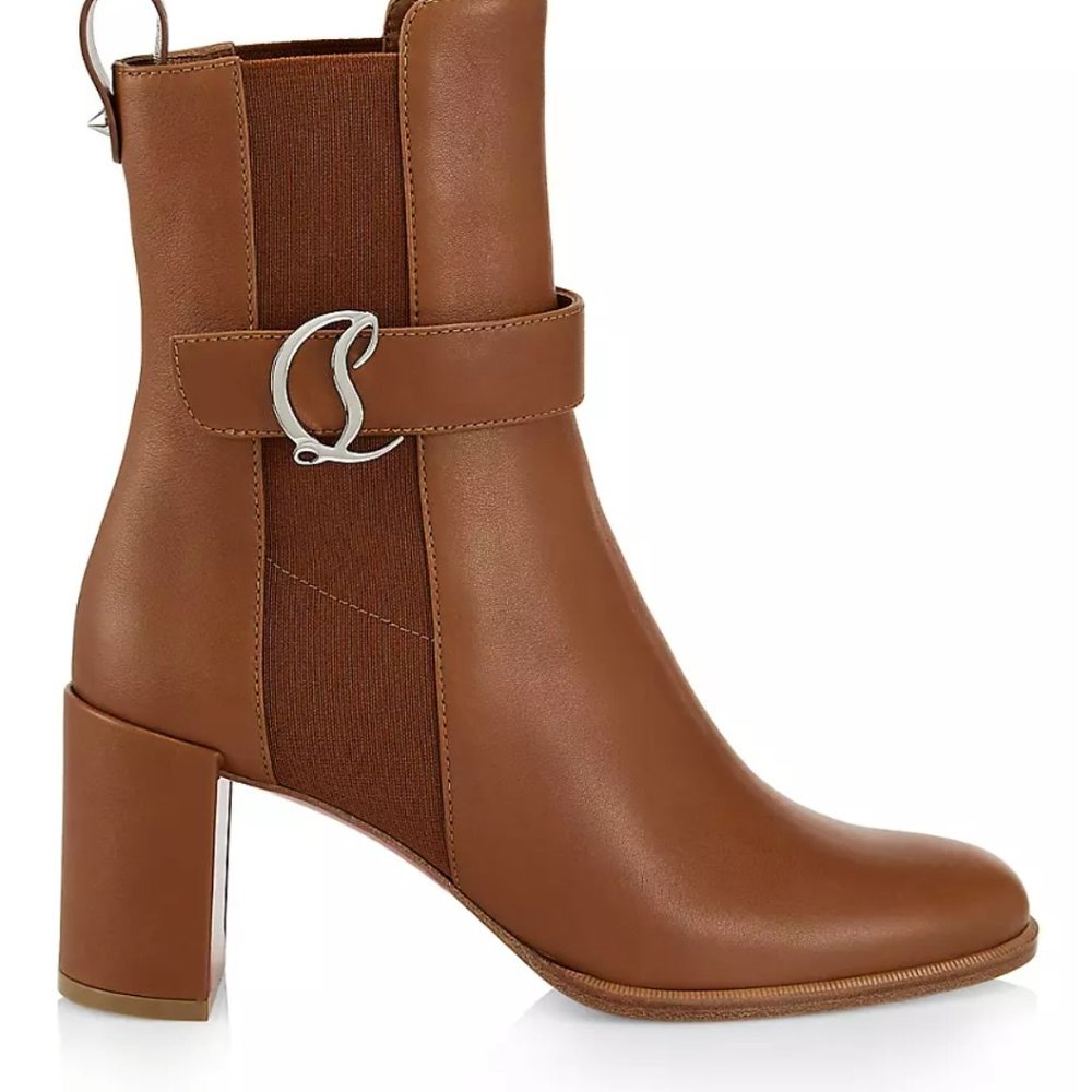 Christian Louboutin  Leather 70 Chelsea Booties 37.5  Retail 1295.00